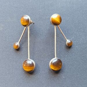 Pamela Love - Sputnik Earrings - Tiger Eye, Sterling